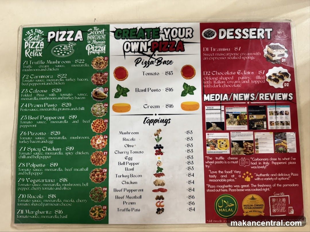 Pizza and Dessert Menu