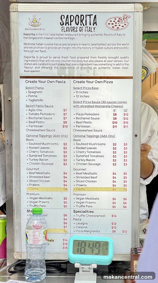 Saporita Flavors of Italy Menu