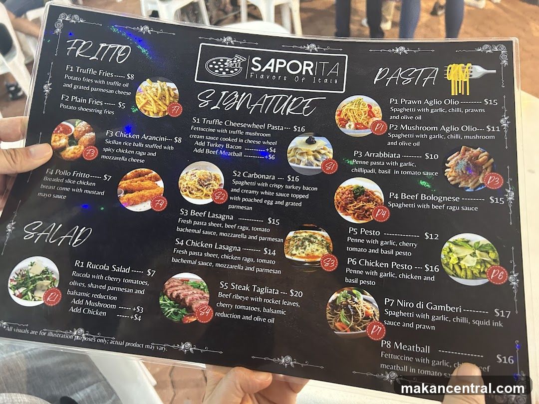 Saporita Flavors Of Italy Menu