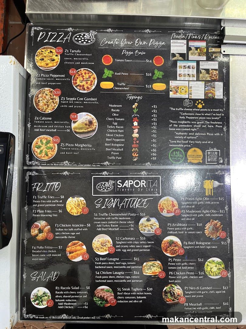 Saporita Flavors Of Italy Menu