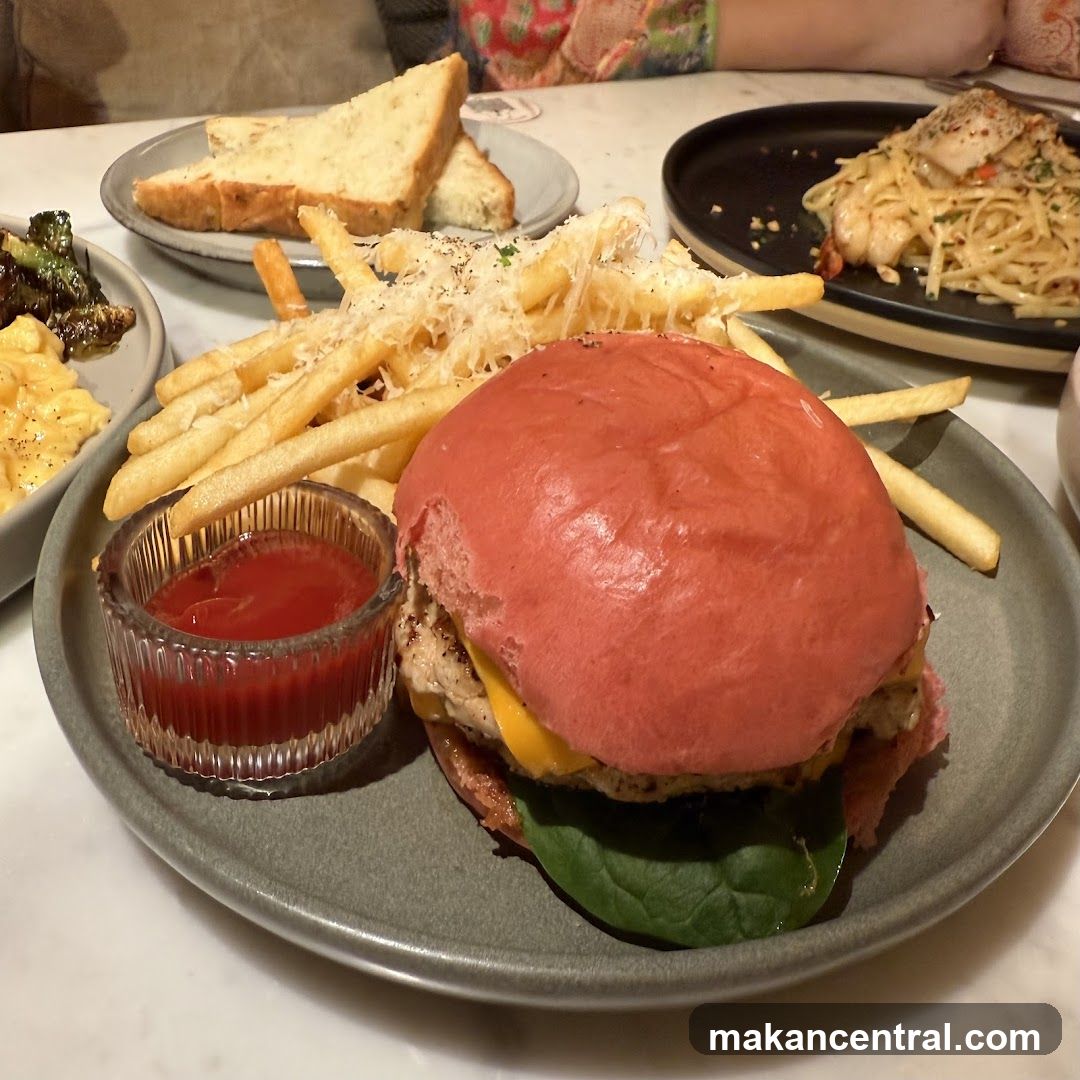 Burger with Fries and Ketchup