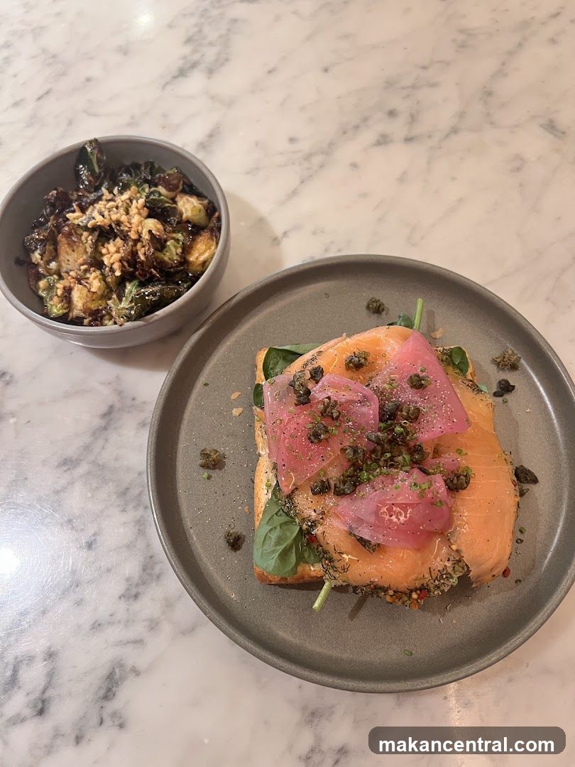 Smoked Salmon Toast with Brussels Sprouts