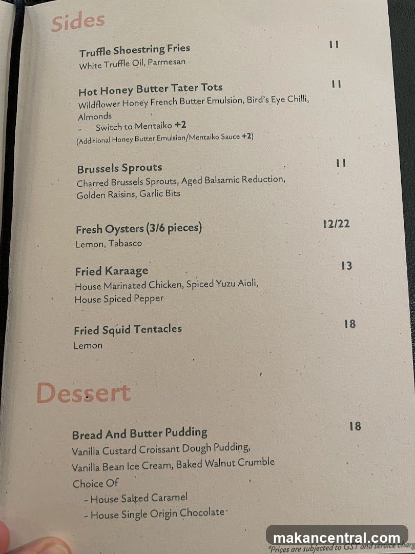 Sides and Dessert Menu