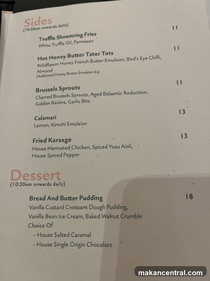 Sides and Dessert Menu