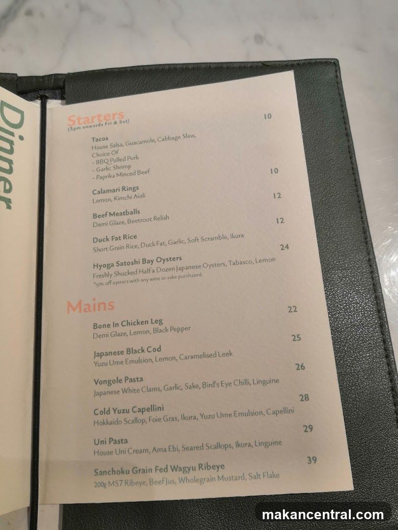Dinner Menu