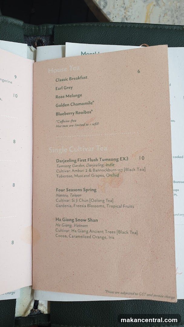 Tea Menu