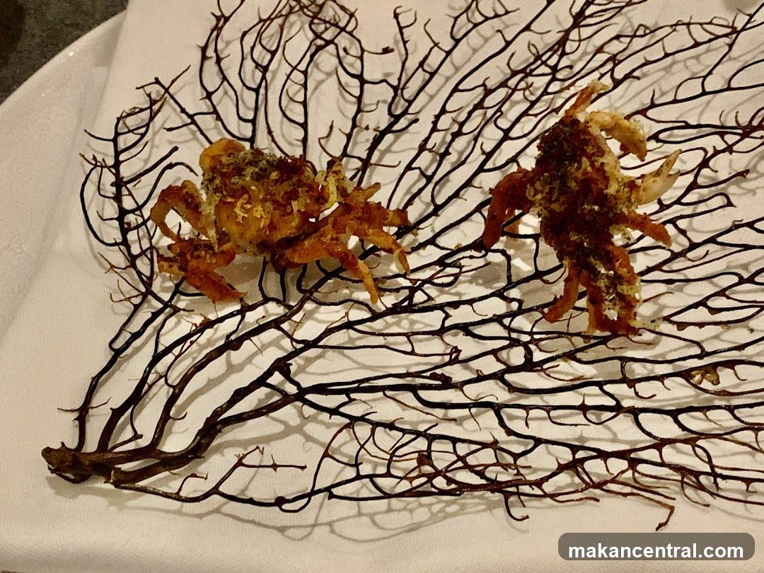 Fried Soft-Shell Crabs on Sea Fan