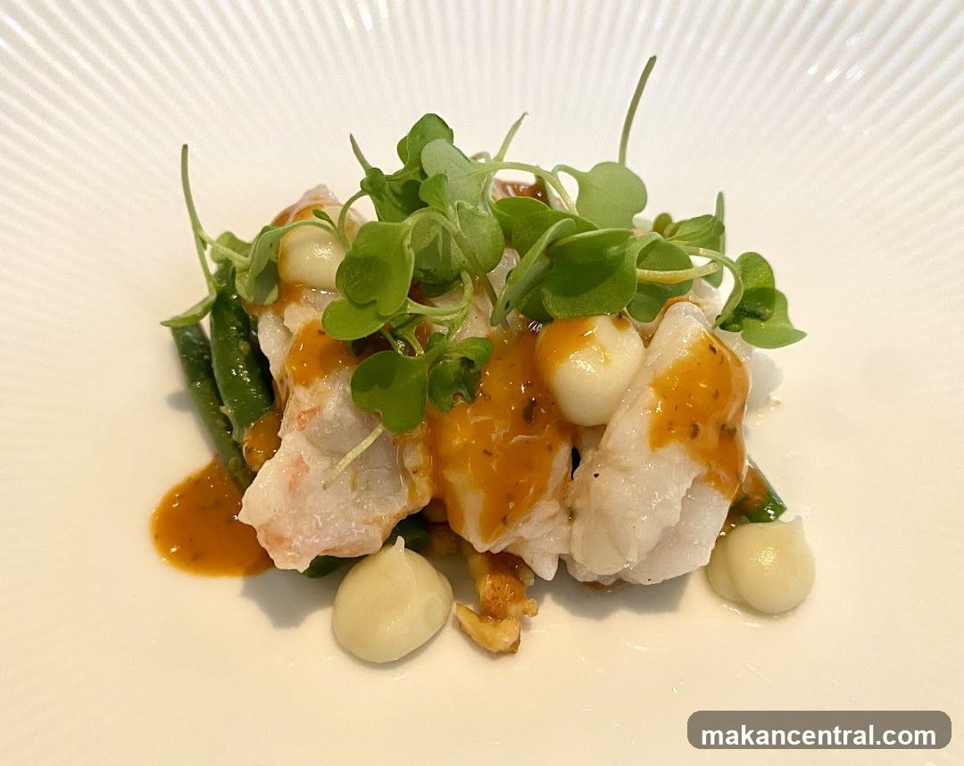 Seafood Dish with Green Beans and Microgreens
