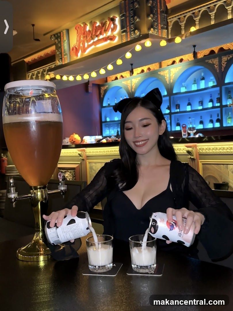 Woman pouring drinks at a bar
