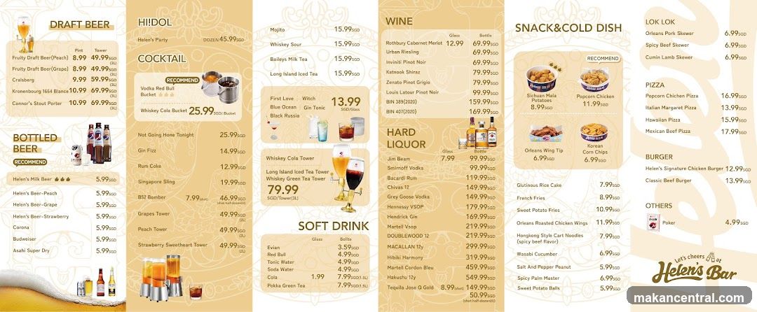 Helen's Bar Menu