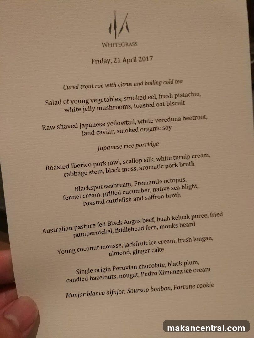 Whitegrass Menu
