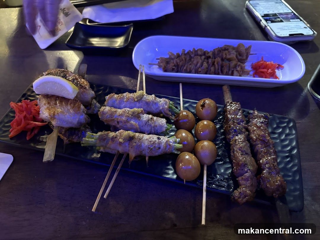 Assorted Skewers and Pickled Ginger