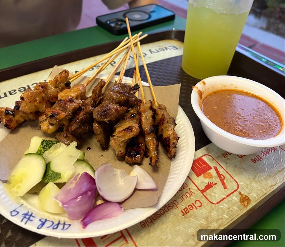Sate with Peanut Sauce and Drink