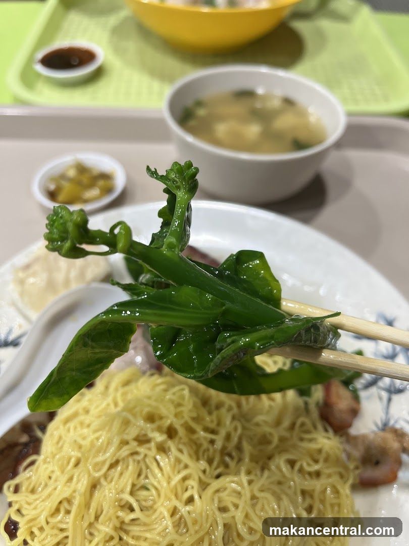 Close-up of Noodles and Greens