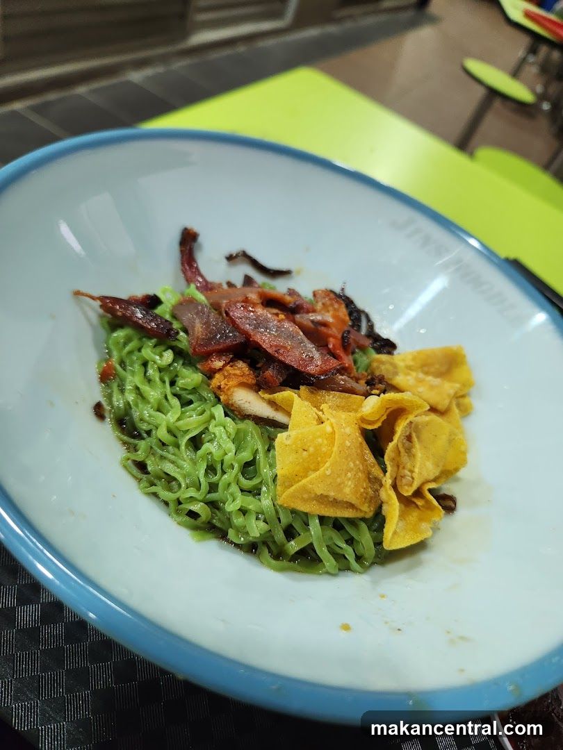 Green Noodles with Char Siu and Wontons