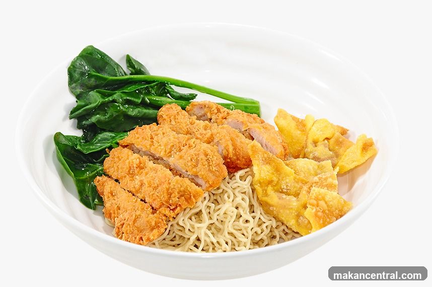Noodle Dish with Fried Pork and Wontons