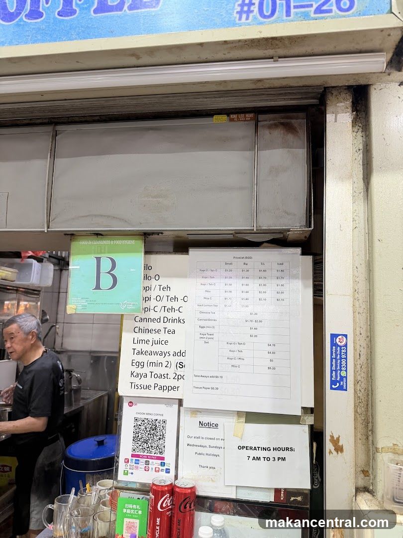 Coffee Shop Menu and Operating Hours