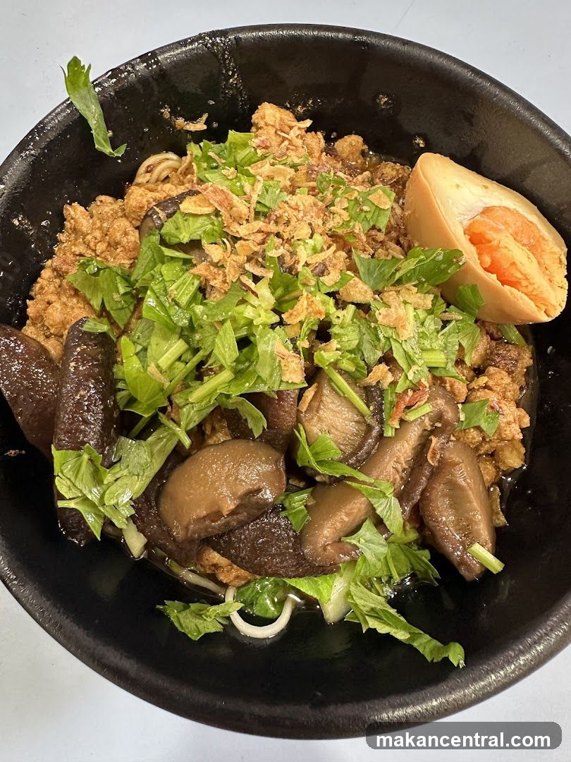 Noodle Bowl with Mushrooms and Egg
