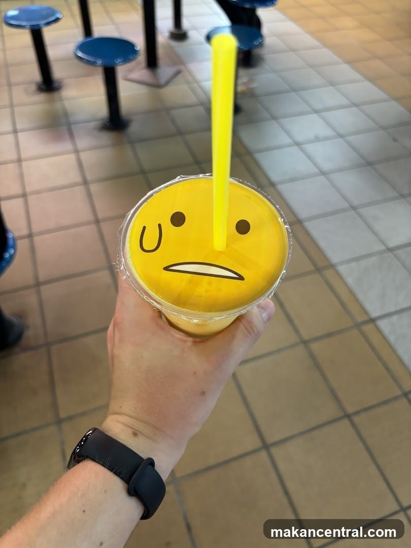 Drink with cartoon face