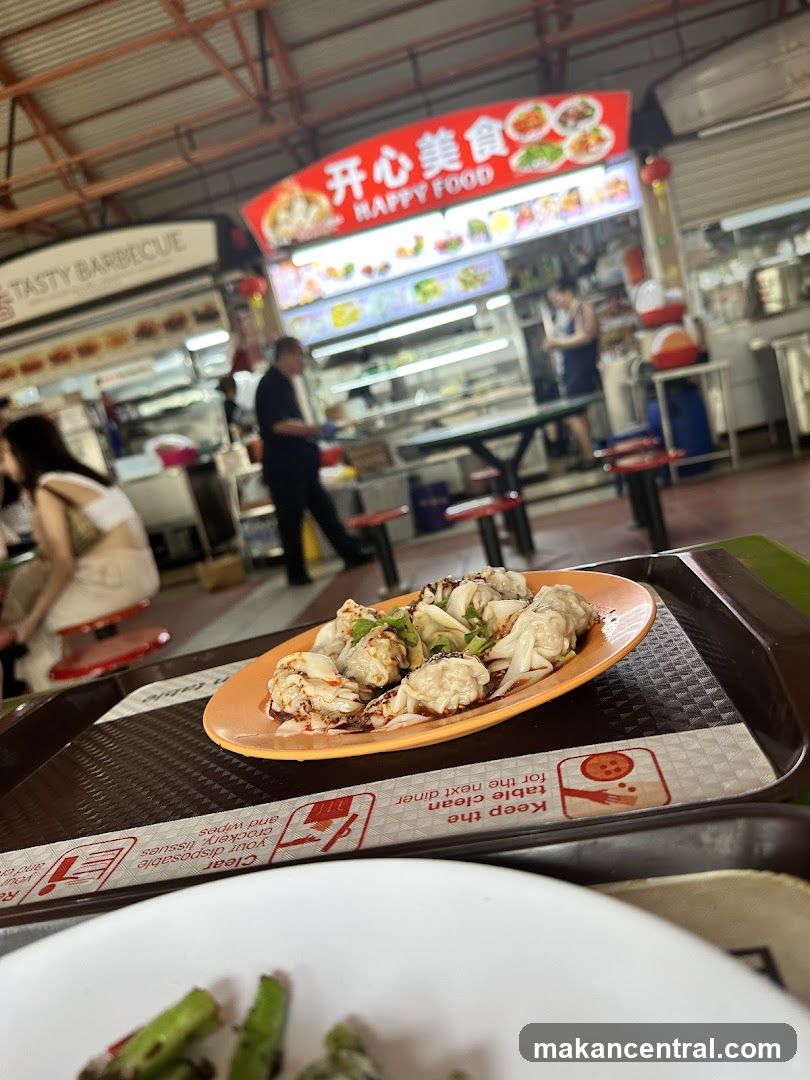Food court scene with dumplings