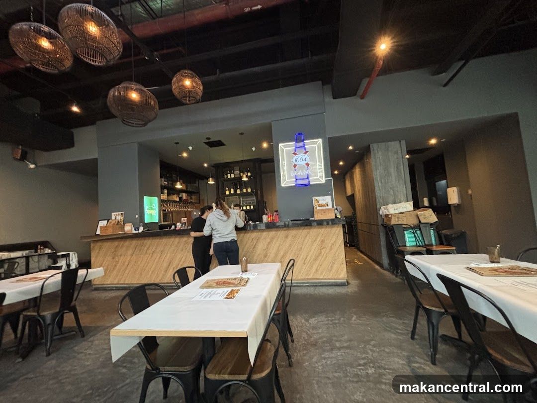 Restaurant Interior with Bar and Tables