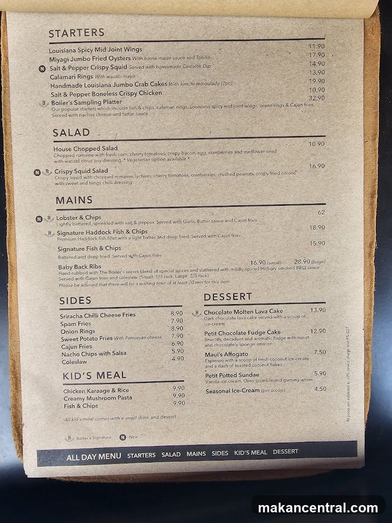 The Boiler Menu