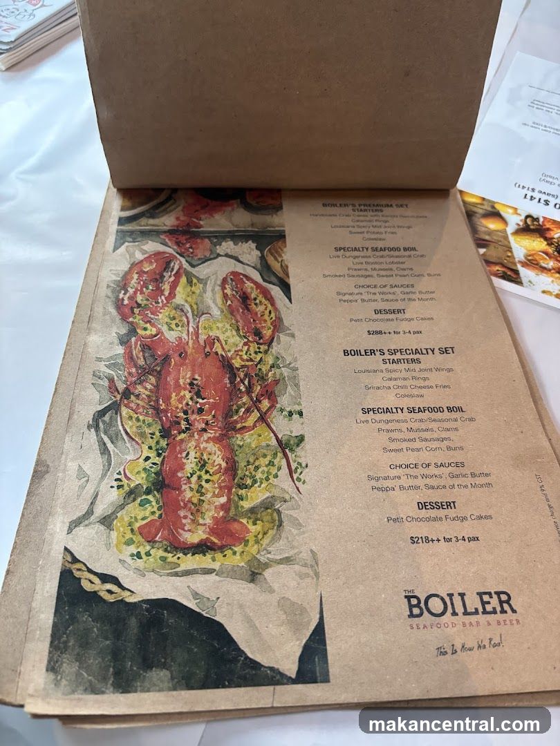 The Boiler Seafood Bar & Beer Menu
