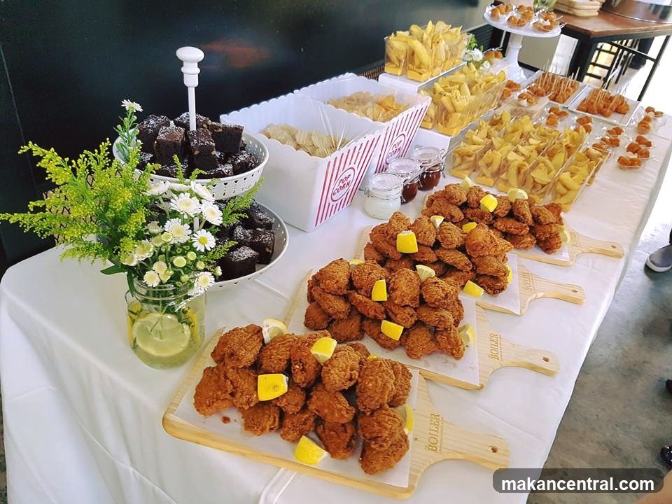 Buffet Table with Fried Chicken and Sides