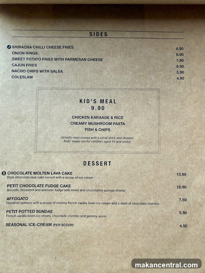 Sides, Kid's Meal, Dessert