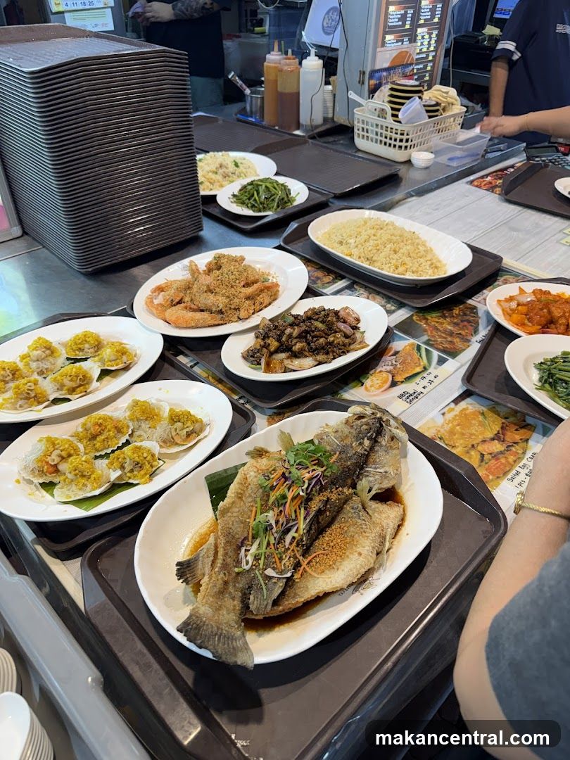 Food Spread at a Hawker Stall