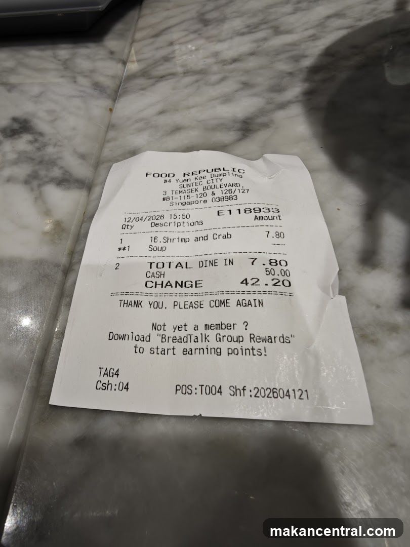 Receipt from Food Republic