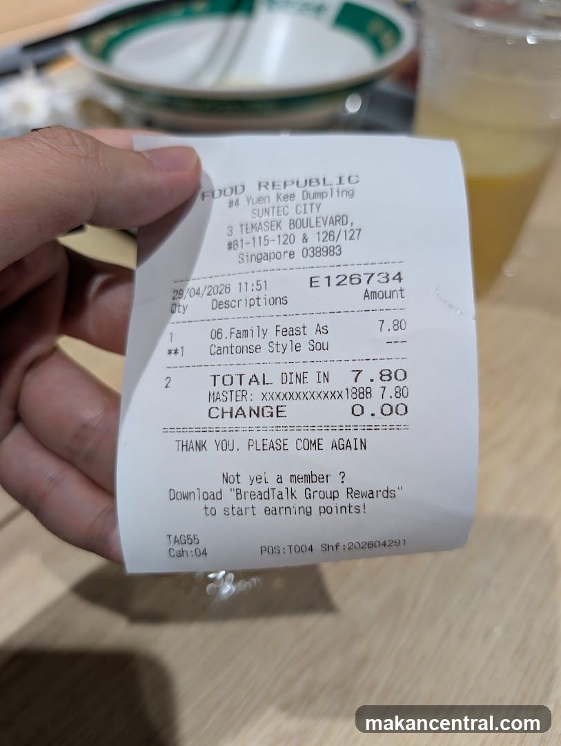 Receipt from Food Republic