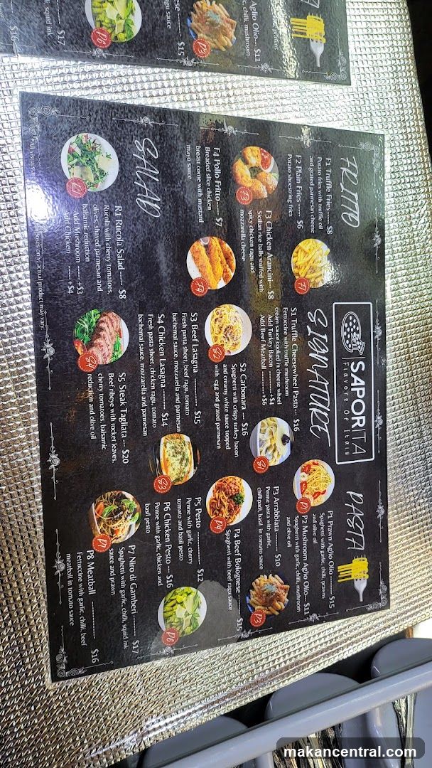 Saporita Flavors of Italy Menu