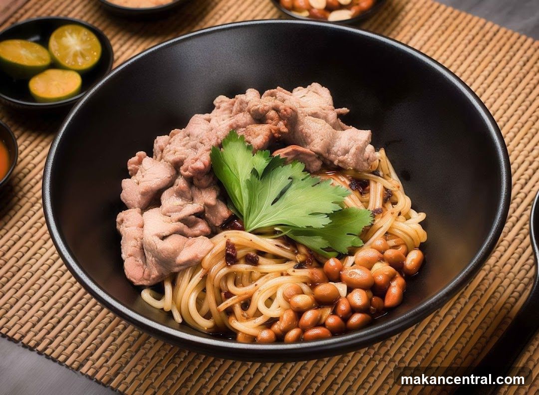 Noodle Dish with Meat and Peanuts