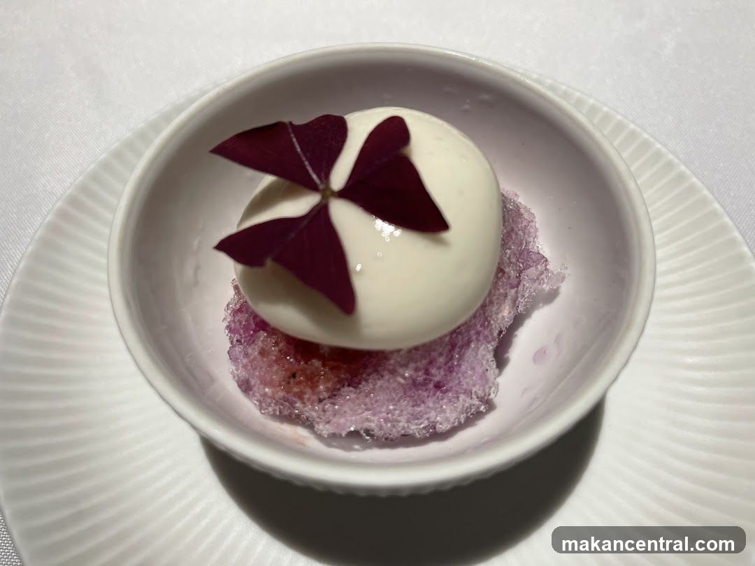 Dessert with Ice Cream and Flower Garnish