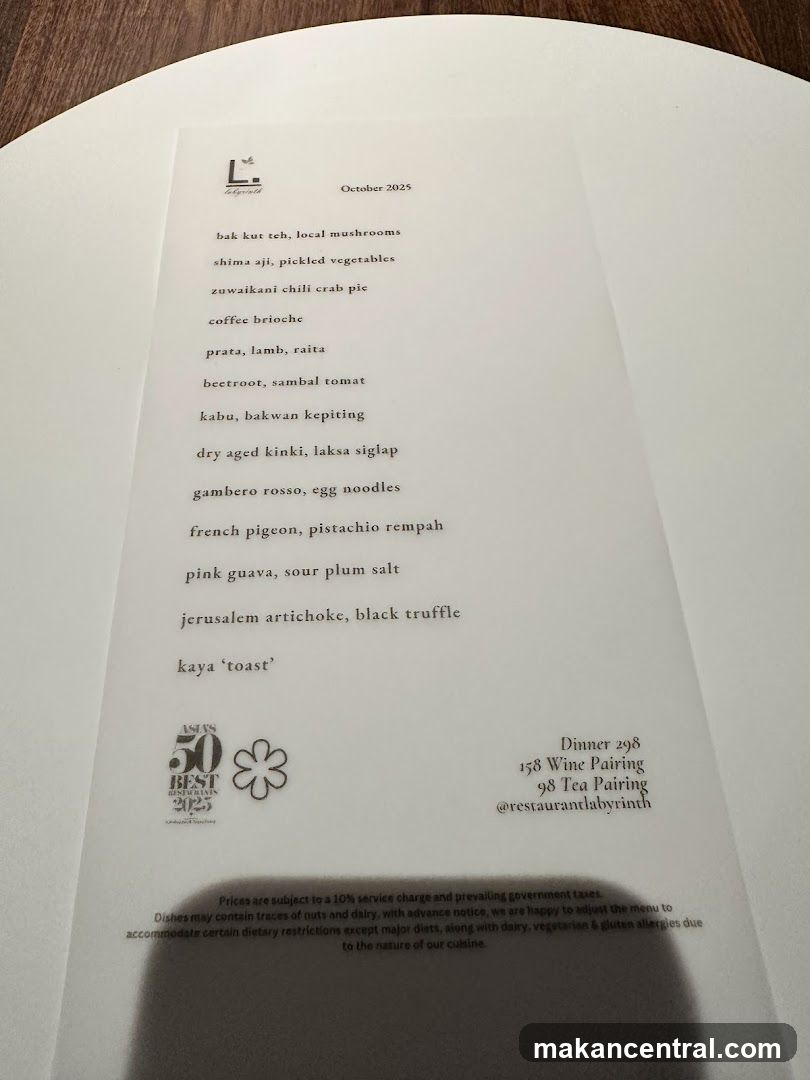 October 2025 Menu