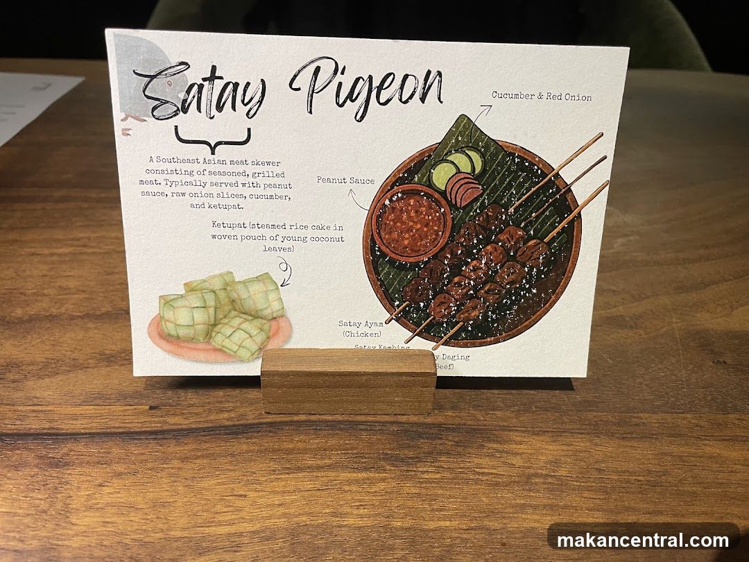 Satay Pigeon Menu Card