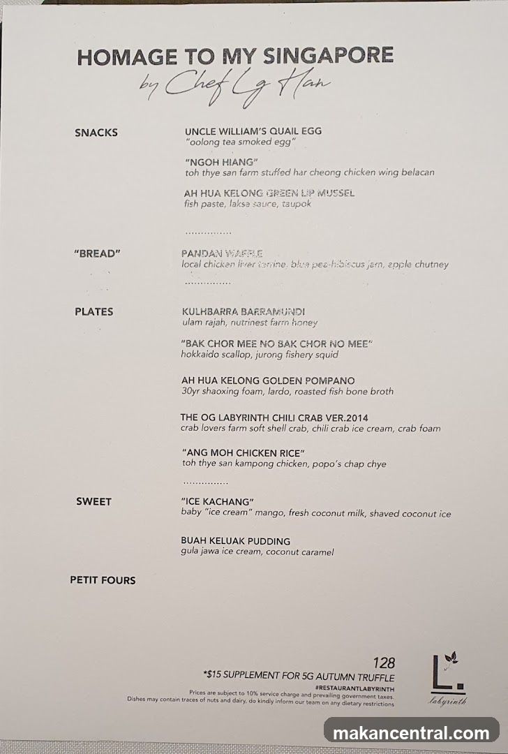 HOMAGE TO MY SINGAPORE by Chef Lg Han
