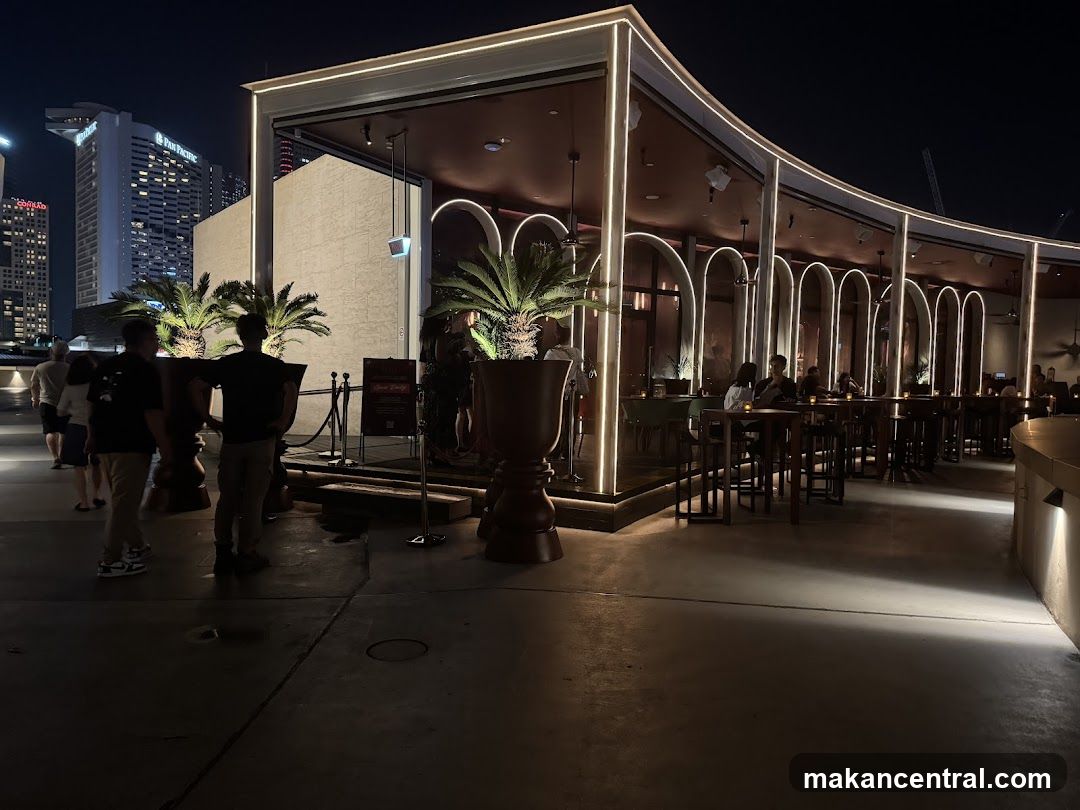Outdoor Seating Area at Night