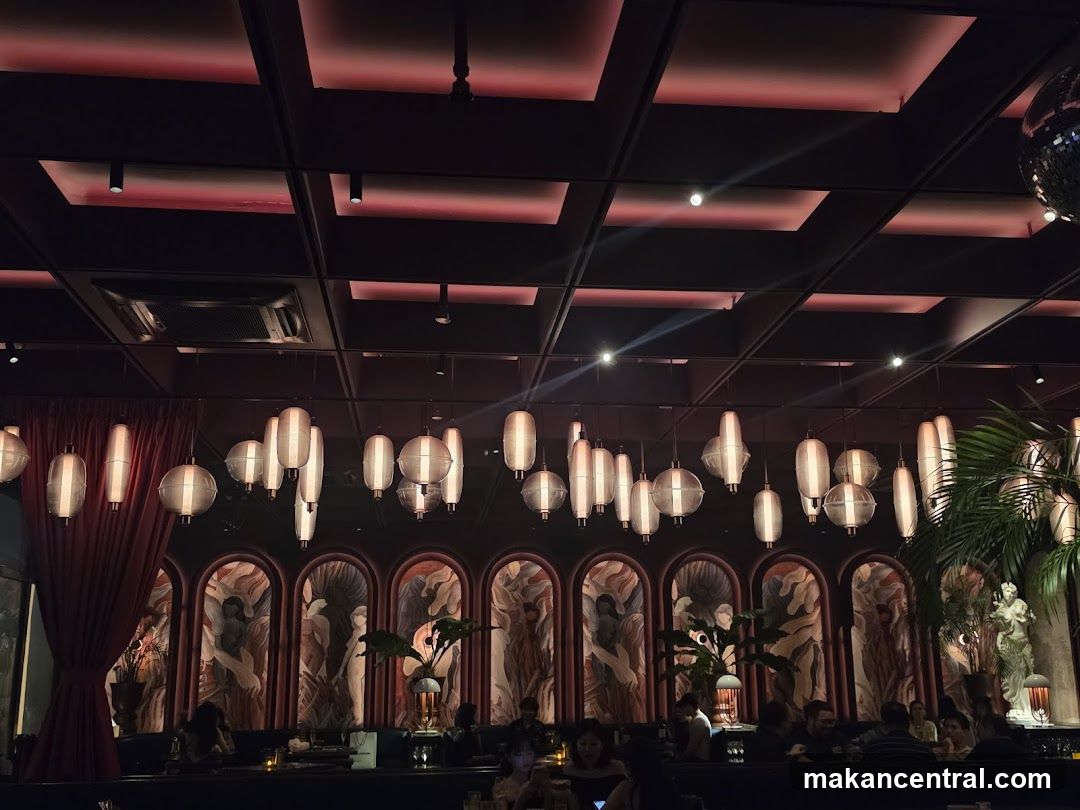 Restaurant Interior with Lanterns and Murals