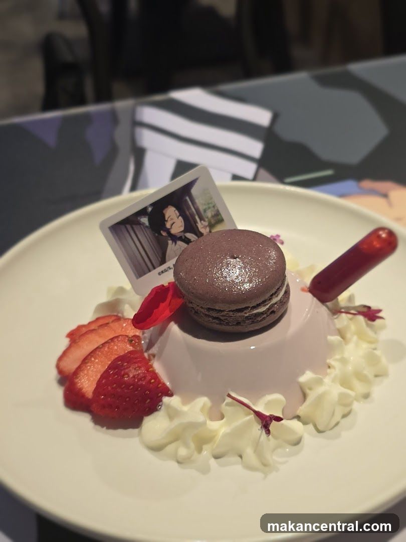 Dessert with Macaron and Strawberries