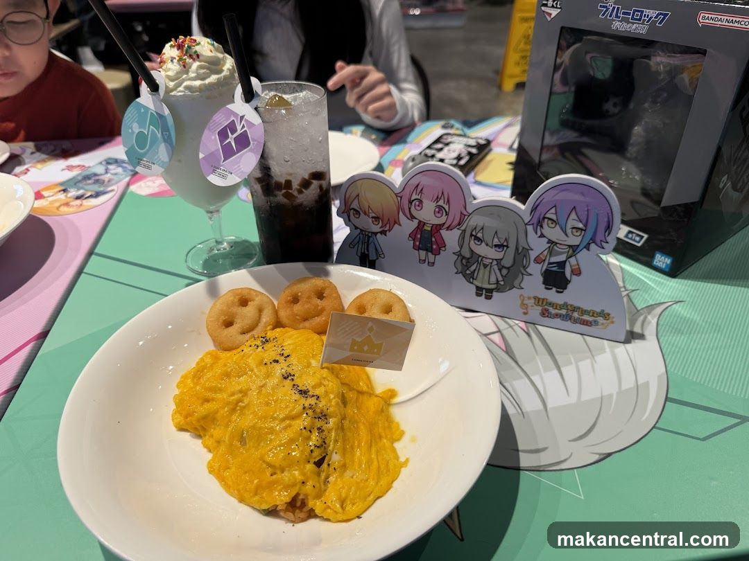 Table setting with food and drinks