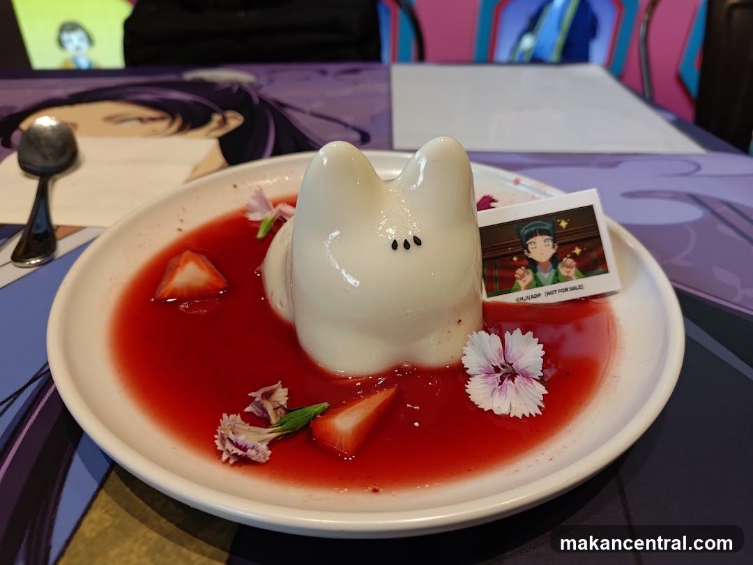 Dessert with Strawberry Sauce and Character Photo