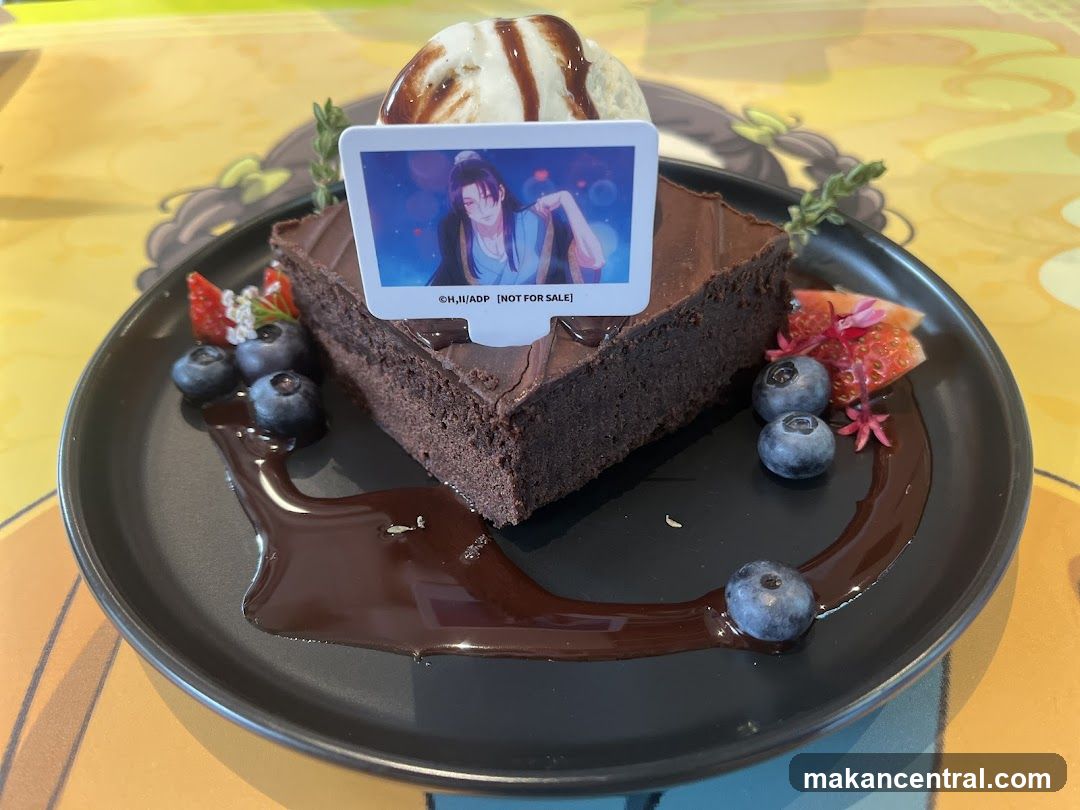 Chocolate Brownie with Ice Cream and Berries