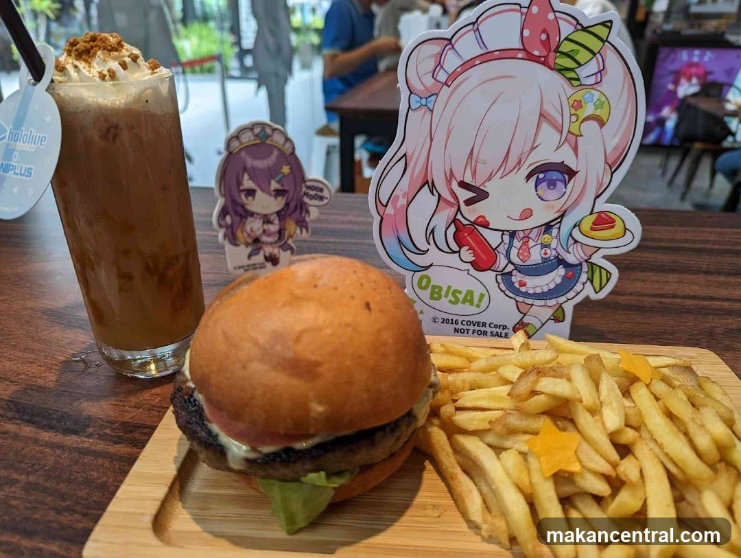 Burger, Fries, and Drink with Anime Figurines