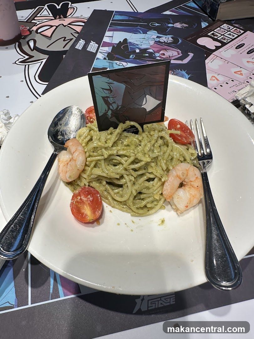 Pesto pasta with shrimp