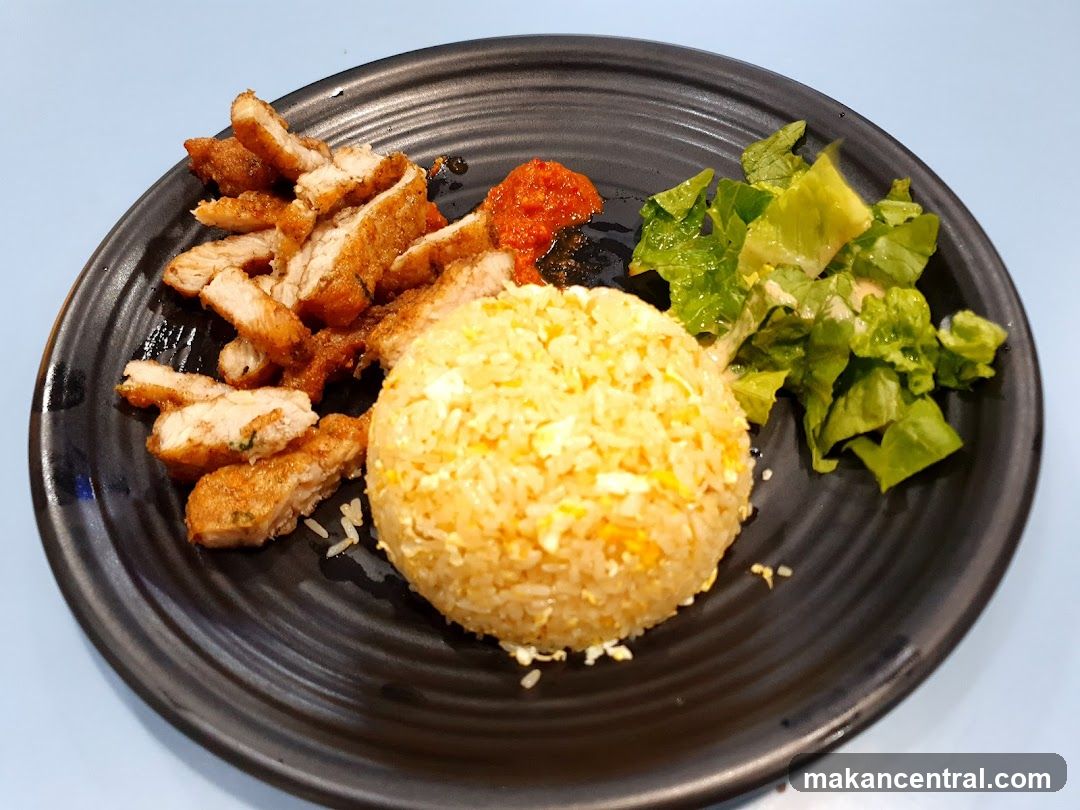 Fried Pork with Rice and Salad