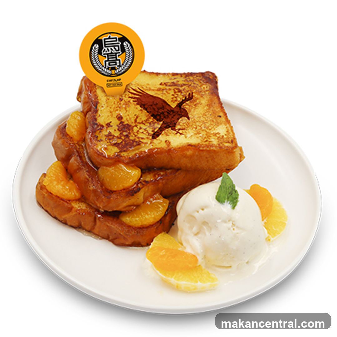 French Toast with Orange Slices and Ice Cream