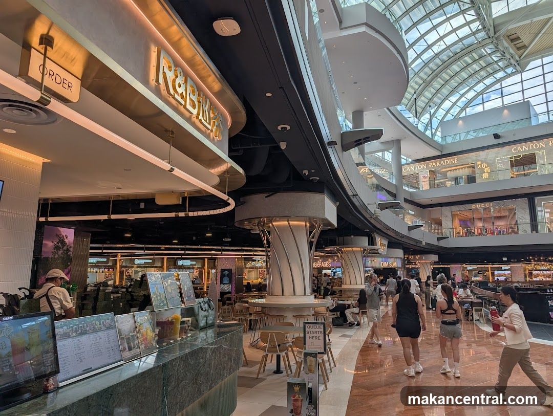 Food court in a modern shopping mall