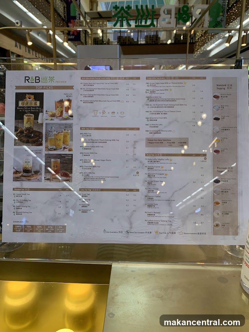 R&B Tea Menu